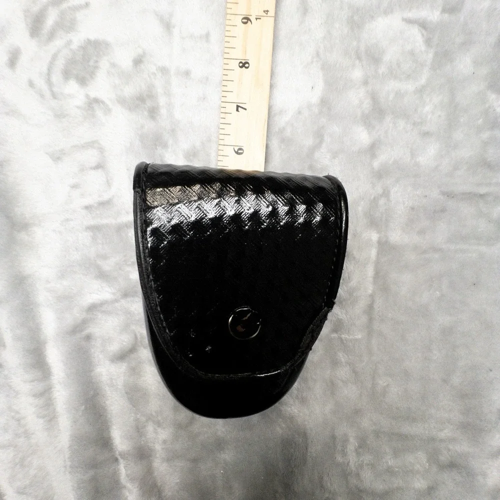ASP Black Leather Basketweave Cuff Holder Holster Utility Belt Tactical *read*
